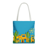 Turquoise Tote bag with desert scenery