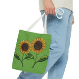 sunflowers tote with my own drawings - green