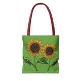 sunflowers tote with my own drawings - green