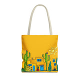 Yellow Tote bag with desert scenery