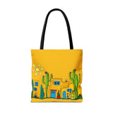 Yellow Tote bag with desert scenery