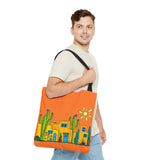 Tote bag with desert scenery in orange