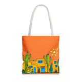 Tote bag with desert scenery in orange