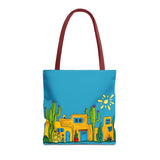 Turquoise Tote bag with desert scenery