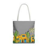 Grey Tote bag with desert scenery