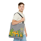 Grey Tote bag with desert scenery