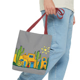 Grey Tote bag with desert scenery