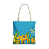 Turquoise Tote bag with desert scenery