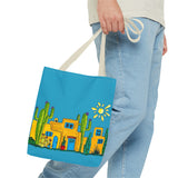 Turquoise Tote bag with desert scenery