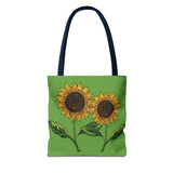 sunflowers tote with my own drawings - green