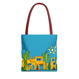 Turquoise Tote bag with desert scenery