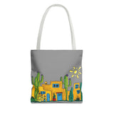 Grey Tote bag with desert scenery