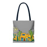 Grey Tote bag with desert scenery