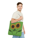 sunflowers tote with my own drawings - green