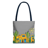 Grey Tote bag with desert scenery