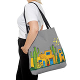 Grey Tote bag with desert scenery