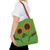 sunflowers tote with my own drawings - green