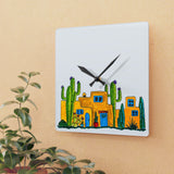 Acrylic Wall Clock with cactus art