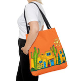 Tote bag with desert scenery in orange