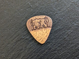 copper guitar pick with Kokopelli and saguaro Cactus