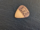 copper guitar pick with Kokopelli and saguaro Cactus