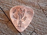 copper guitar pick with cactus - playable