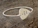 I Pick You Guitar Pick Tension Bangle with Twisted Wire all in Solid 925 Sterling Silver