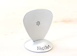 Guitar Pick Handmade from Aluminum Shinning Sun Design