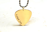 Golden Bronze Guitar Pick Necklace with I Pick You