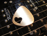 Love Guitar Pick in Bronze with Heart Cut Out