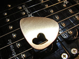 Love Guitar Pick in Bronze with Heart Cut Out