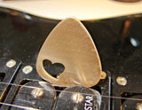 Love Guitar Pick in Bronze with Heart Cut Out